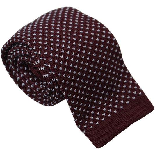 Lanvin Elegant Bordeaux Silk Bow Tie bordeaux-dotted-classic-necktie-adjustable-men-silk-tie