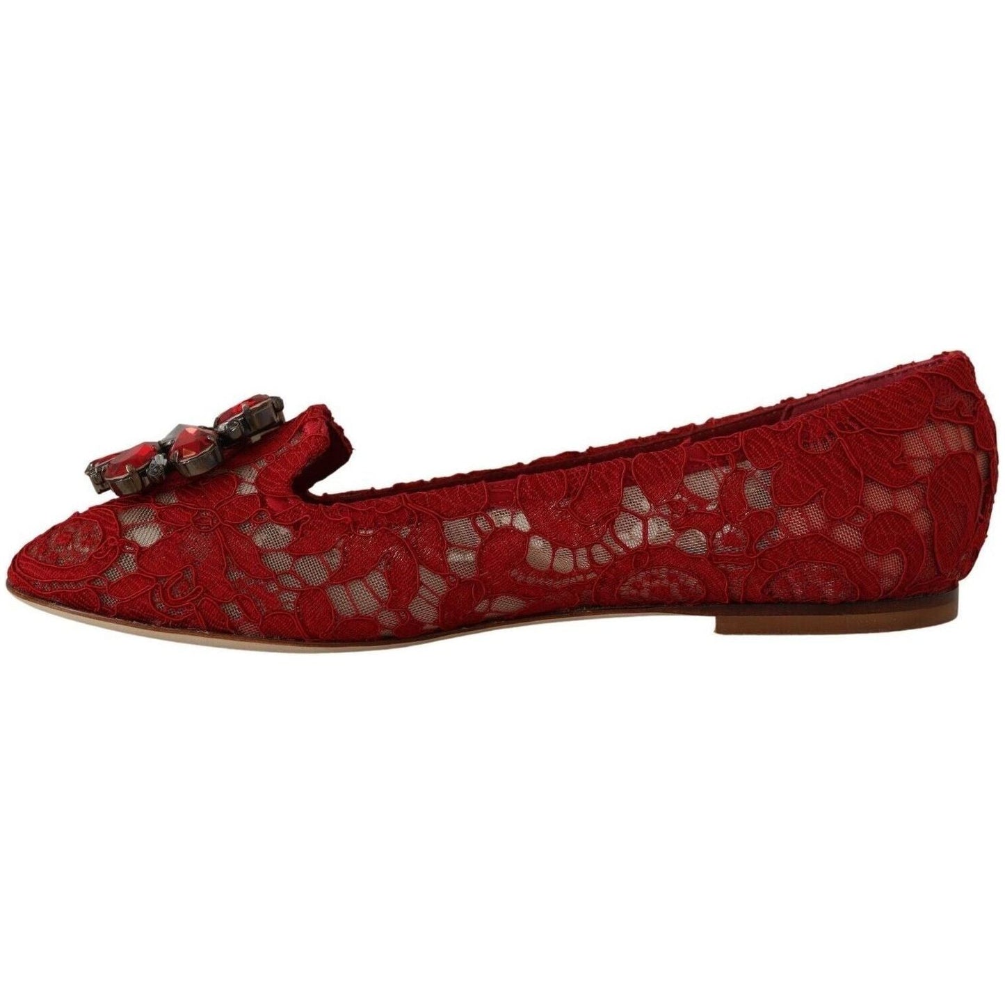 Dolce & Gabbana Radiant Red Lace Ballet Flats with Crystal Buckle red-lace-crystal-ballet-flats-loafers-shoes s-l1600-11-30-485fc3c7-52f.jpg