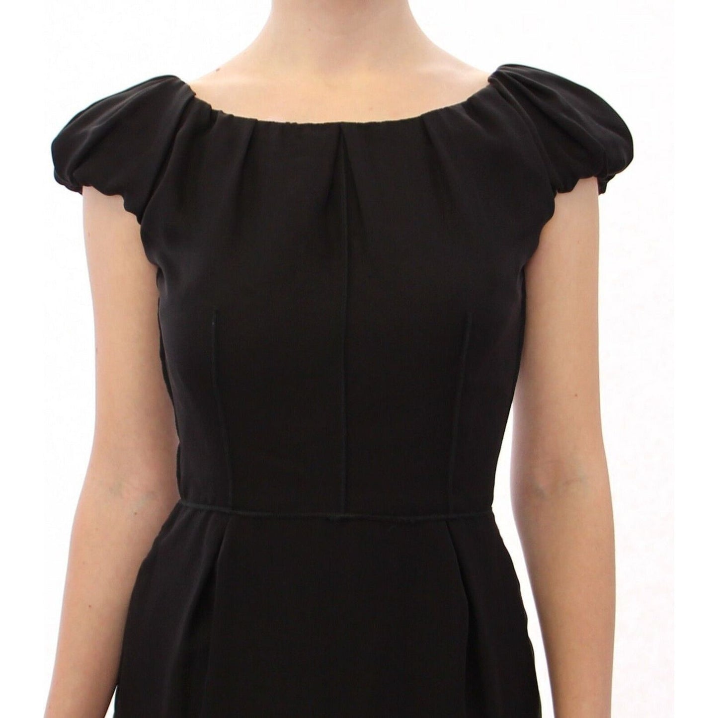 Dolce & Gabbana Elegant Silk Shortsleeved Evening Gown WOMAN DRESSES black-silk-shortsleeve-gown-maxi-it-dress