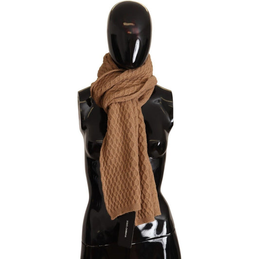 Dolce & Gabbana Elegant Dark Brown Knitted Scarf dark-brown-wrap-shawl-knitted-camel-scarf s-l1600-11-8912c012-b53.jpg