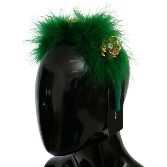 Dolce & Gabbana Elegant Emerald Silk Floral Headband green-silk-fur-crystal-flowers-tiara-headband s-l1600-11-abcb0497-1a2.jpg