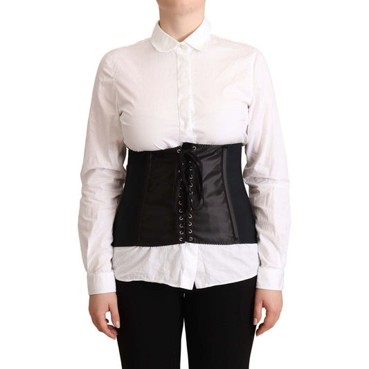 Dolce & Gabbana Chic Black Corset Belt Top WOMAN TOPS AND SHIRTS black-corset-belt-stretch-waist-strap-top