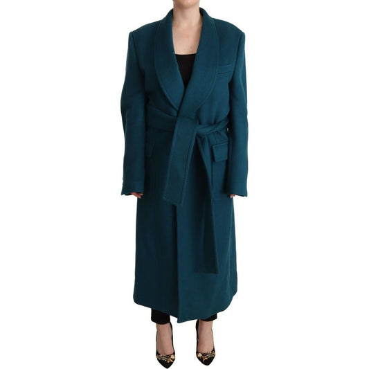 Dolce & Gabbana Elegant Blue Green Wool-Anogra Wrap Coat WOMAN COATS & JACKETS blue-green-wool-long-sleeves-trench-coat-jacket