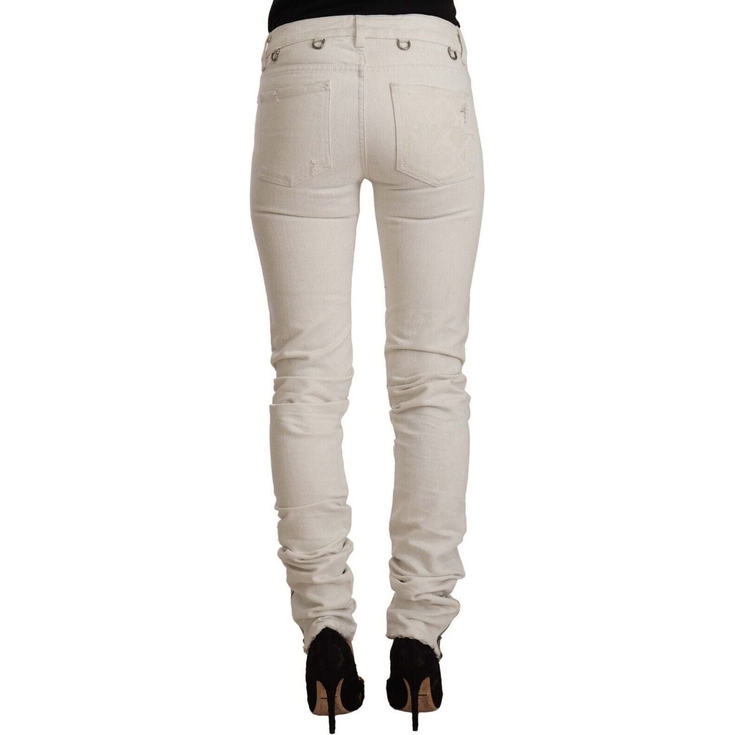 Karl Lagerfeld Chic White Mid-Waist Slim Fit Jeans white-mid-waist-cotton-denim-slim-fit-jeans
