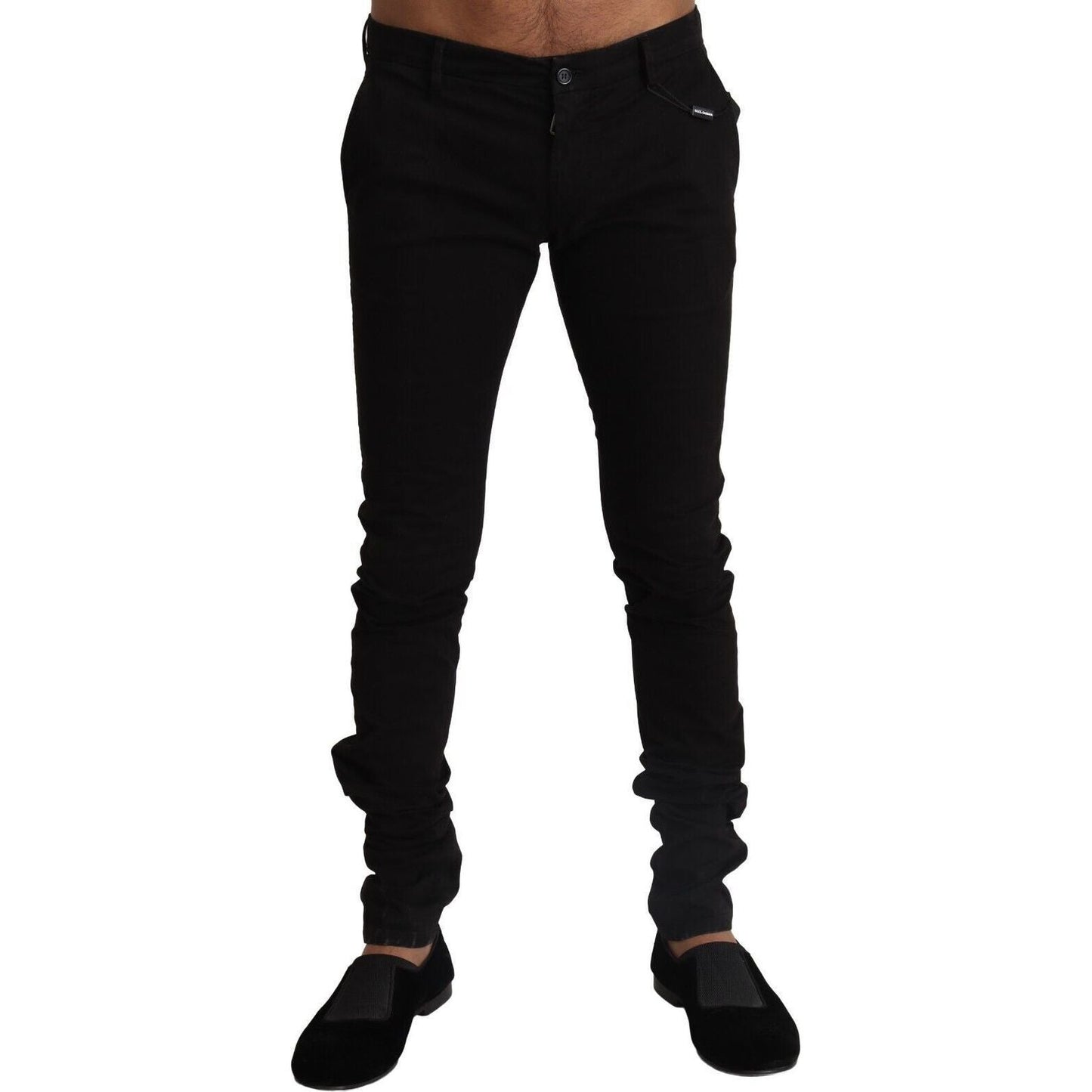 Dolce & Gabbana Elegant Slim Fit Skinny Pants for Men black-cotton-stretch-slim-fit-skinny-pants