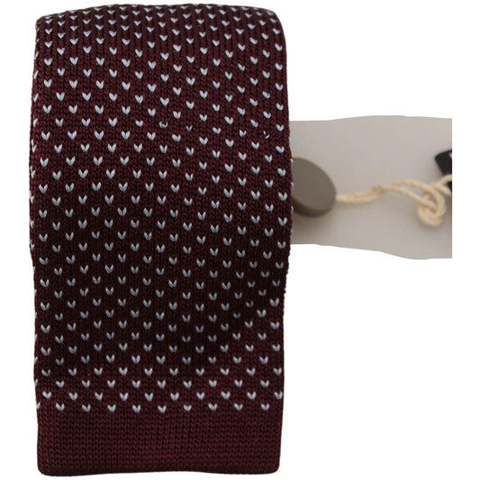 Lanvin Elegant Bordeaux Silk Bow Tie bordeaux-dotted-classic-necktie-adjustable-men-silk-tie