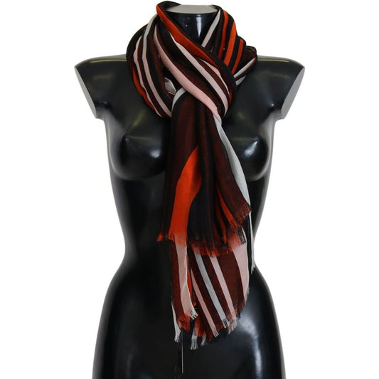 Dolce & Gabbana Elegant Multicolor Silk Fringed Scarf multicolor-striped-silk-shawl-fringes-scarf