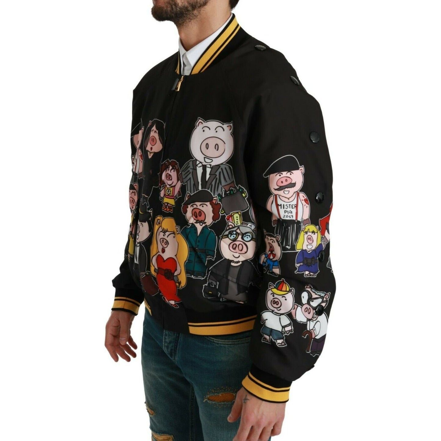 Dolce & Gabbana Black YEAR OF THE PIG Bomber Jacket black-year-of-the-pig-bomber-jacket-1 Coats & Jackets