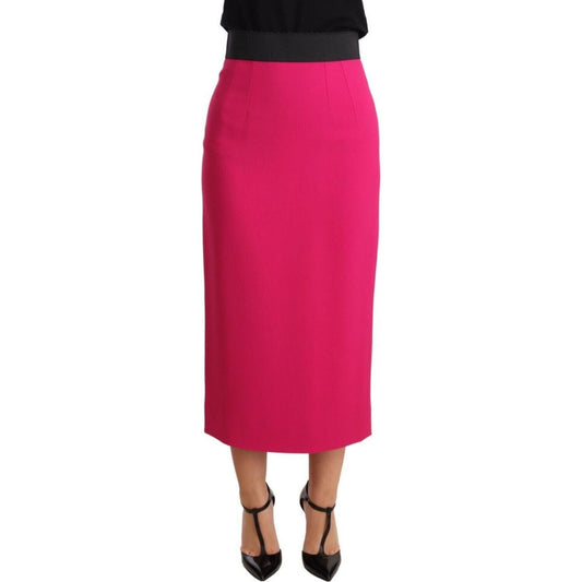 Dolce & Gabbana Elegant High-Waisted Pencil Skirt in Pink Skirt pink-high-waist-stretch-pencil-straight-skirt