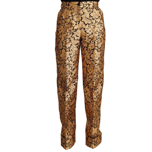 Dolce & Gabbana Elegant Floral Jacquard High Waist Trousers Jeans & Pants gold-floral-jacquard-straight-polyester-pants s-l1600-126-634f0eab-1a7.jpg