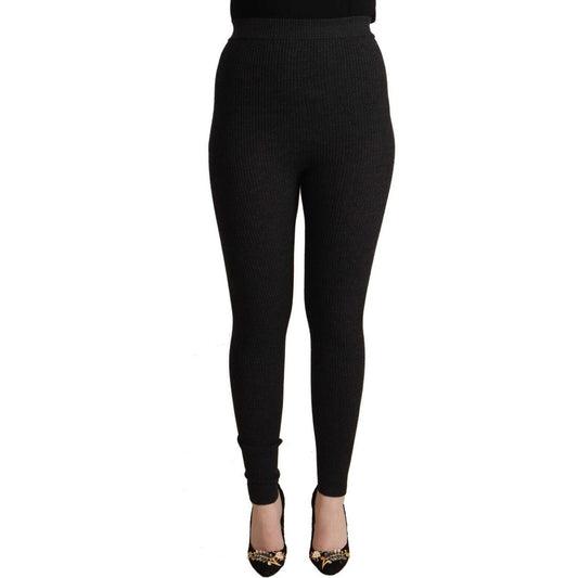 Dolce & Gabbana Elegant High-Waist Wool Tights Pants Jeans & Pants black-virgin-wool-stretch-waist-tights-pants