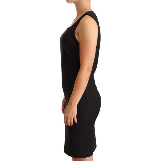 Patrizia Pepe Elegant Sleeveless Sheath Knee Dress black-cotton-blend-sleeveless-knee-length-sheath-dress