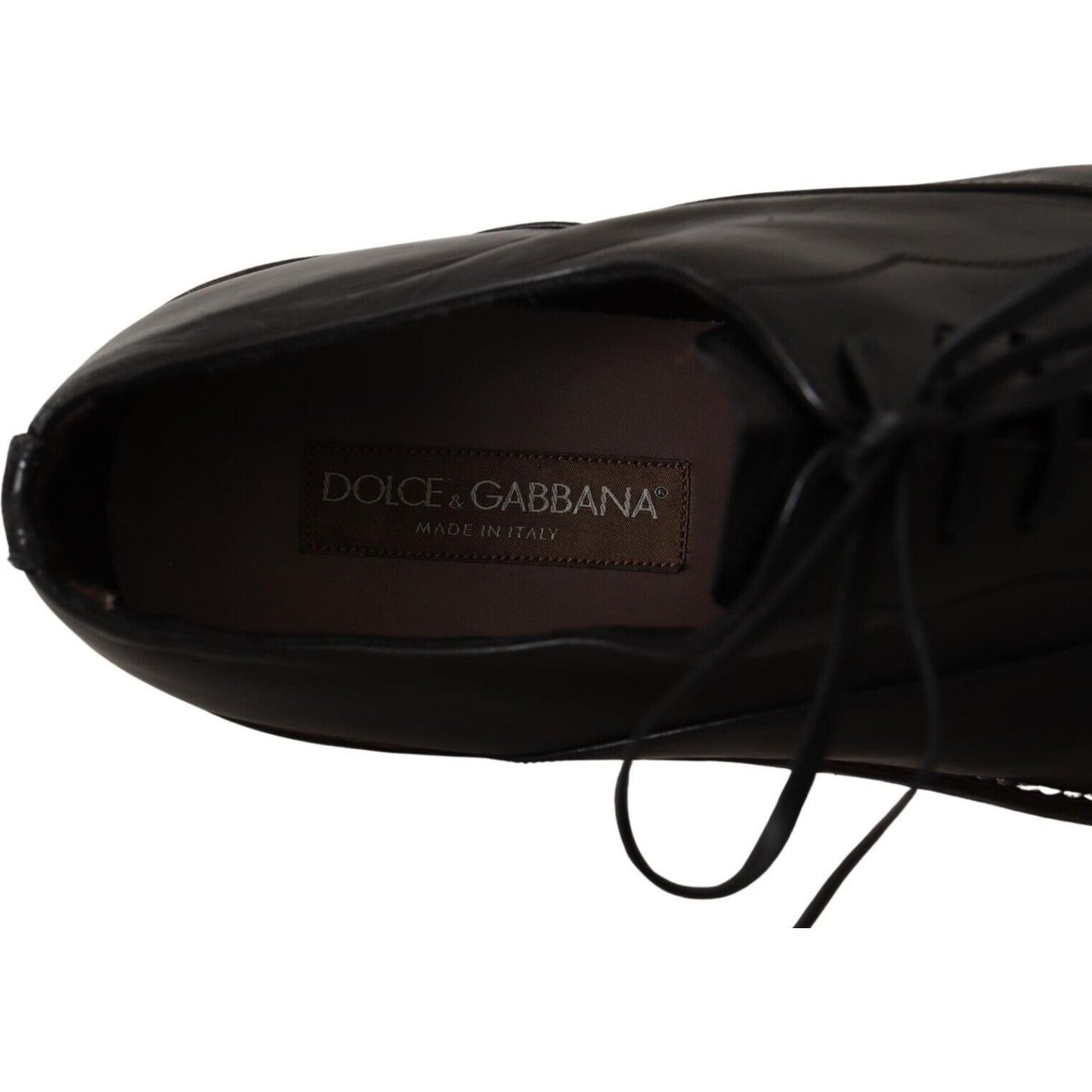 Dolce & Gabbana Elegant Black Leather Derby Formal Shoes black-leather-mens-lace-up-derby-shoes