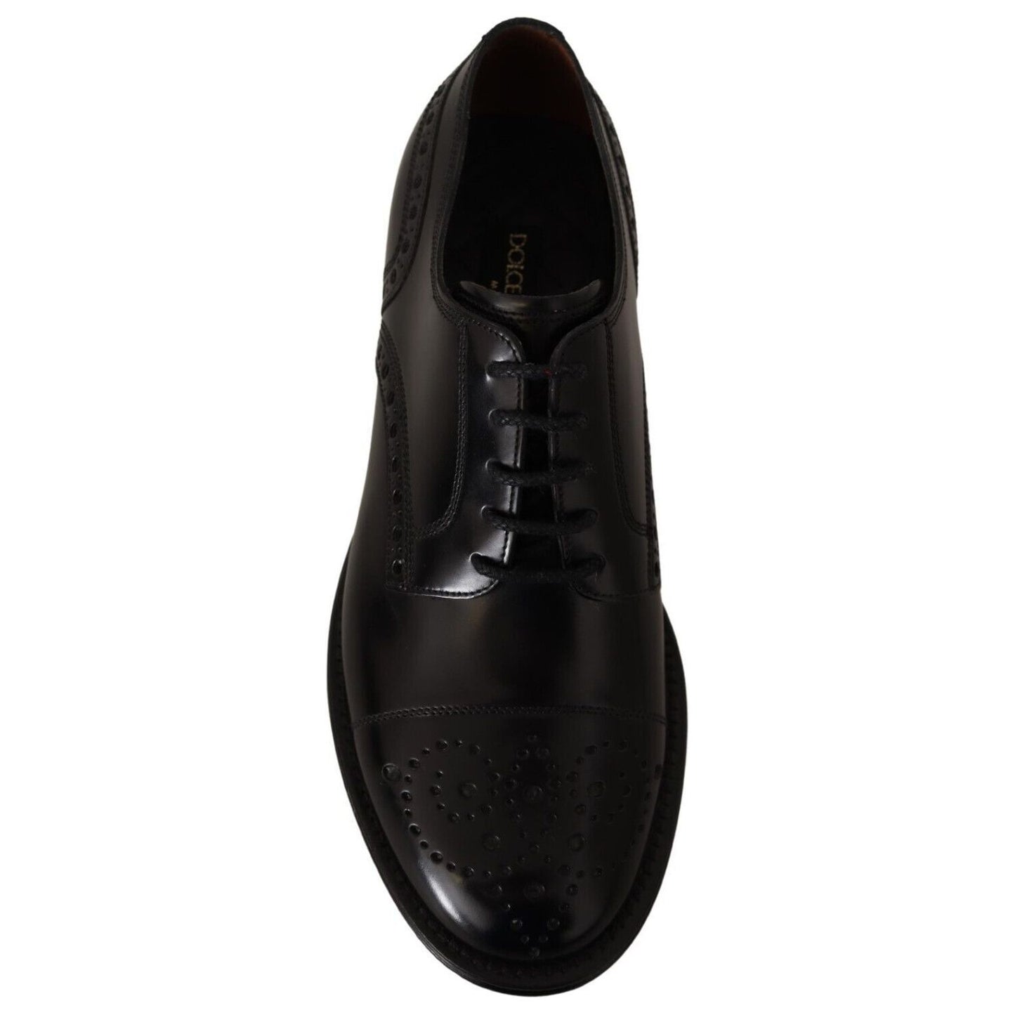Dolce & Gabbana Elegant Wingtip Oxford Formal Shoes black-leather-wingtip-mens-formal-derby-shoes