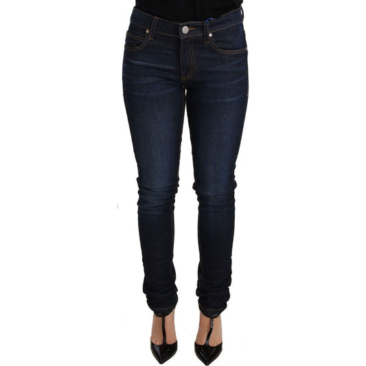 Versace Jeans Elegant Low Waist Skinny Designer Jeans Jeans & Pants dark-blue-cotton-low-waist-skinny-denim-jeans