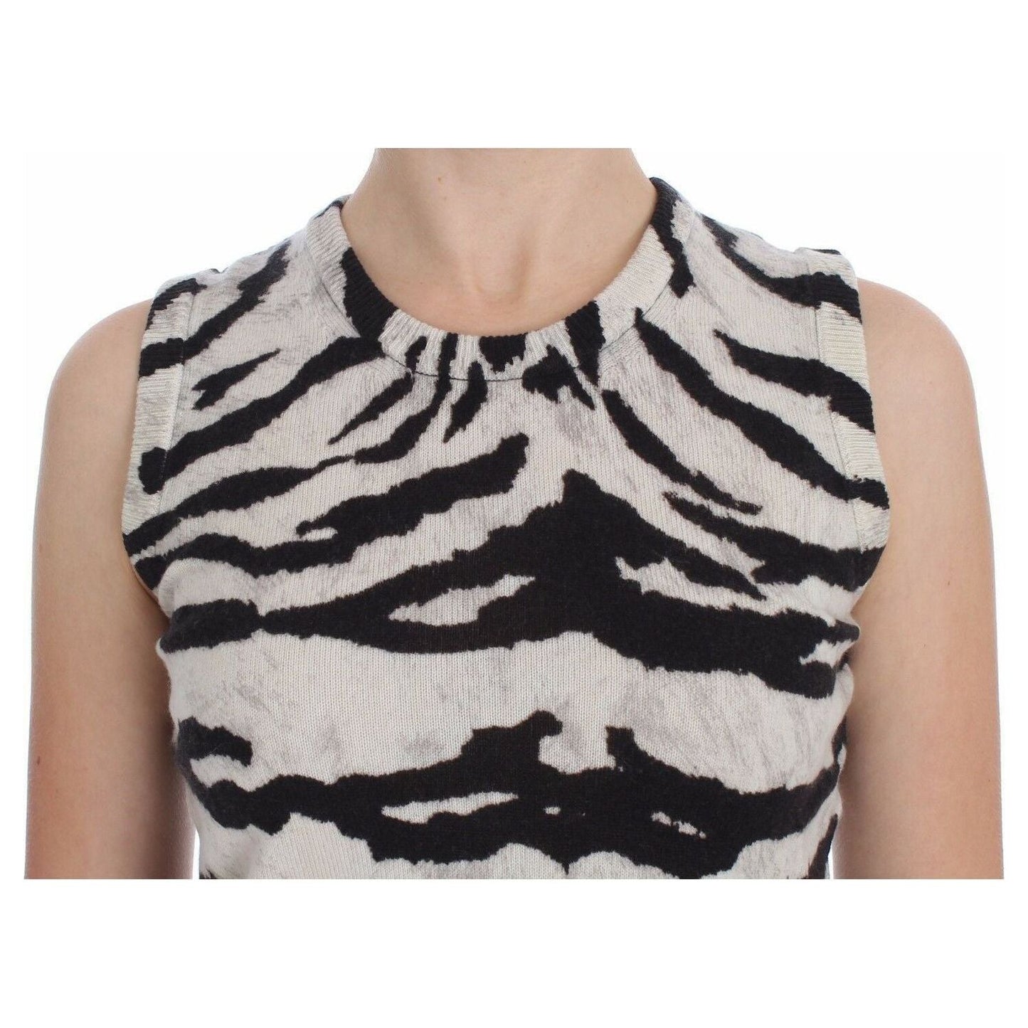 Dolce & Gabbana Zebra Print Cashmere Sleeveless Top zebra-100-cashmere-knit-top-vest-tank-top