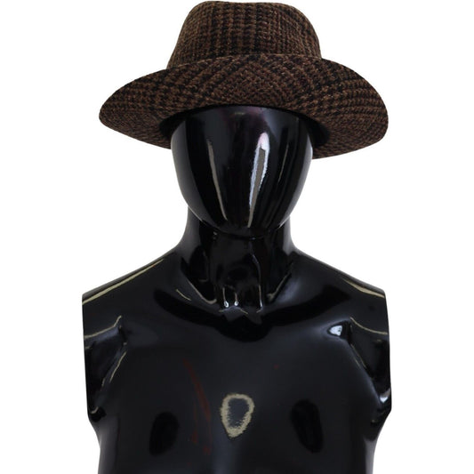 Dolce & Gabbana Elegant Brown Fedora Hat - Winter Chic Accessory brown-tweed-wool-logo-fedora-trilby-hat s-l1600-14-10-d95a74e7-529.jpg