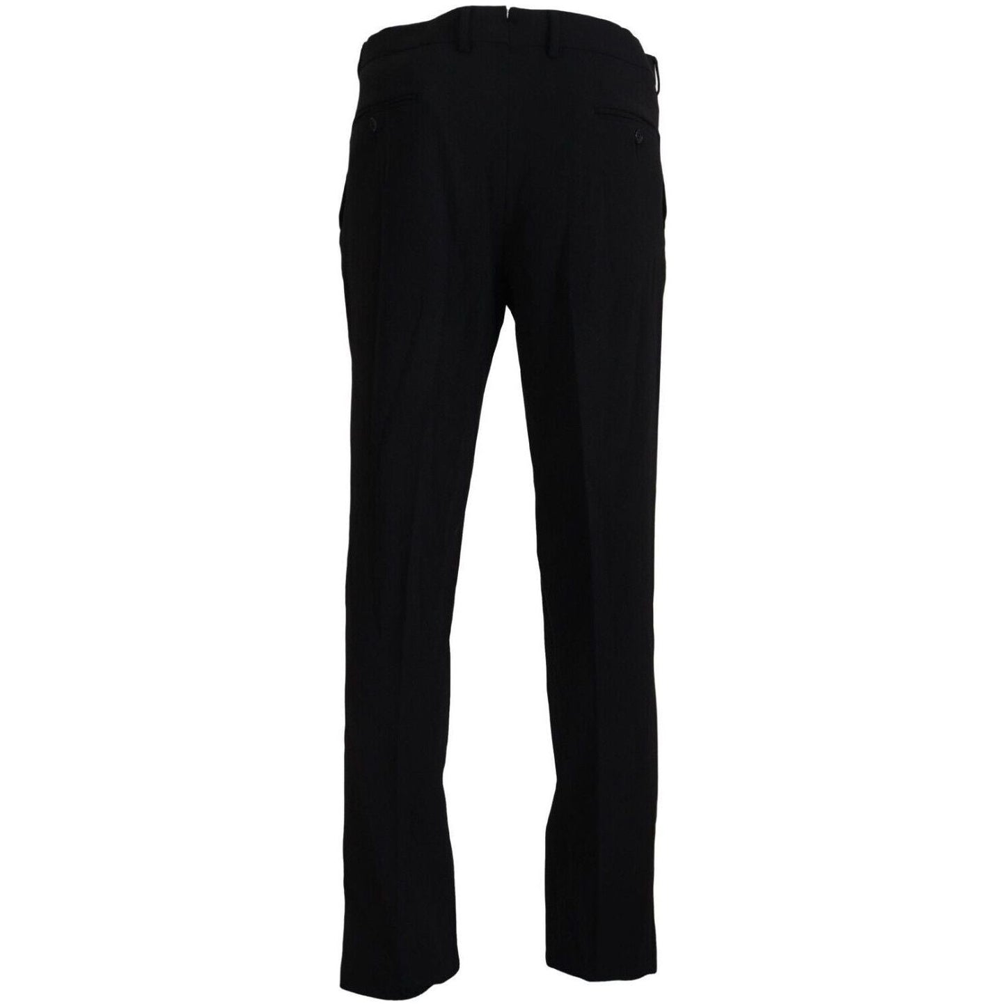 BENCIVENGA Elegant Black MainLine Trousers black-straight-fit-men-formal-trousers-pants