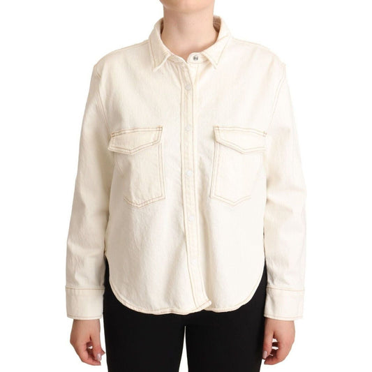 Levi's Elegant White Long Sleeve Collared Polo Top white-cotton-collared-long-sleeves-button-down-polo-top