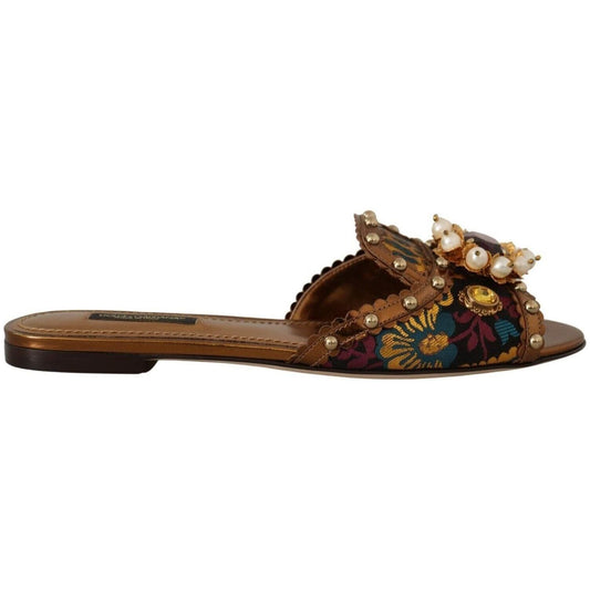 Dolce & Gabbana Chic Floral Print Flat Sandals with Faux Pearl Detail multicolor-floral-embellished-slides-flats-shoes s-l1600-14-33-c0c751f6-3a0.jpg
