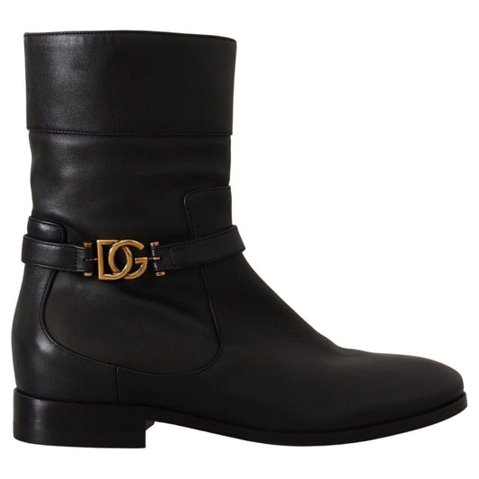 Dolce & Gabbana Elegant Leather Biker Boots black-leather-flats-logo-short-boots-shoes s-l1600-14-36-814fec38-f56.jpg