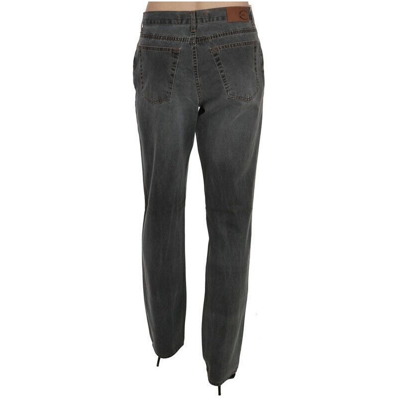 Just Cavalli Chic Gray Mid Waist Straight Leg Jeans gray-washed-mid-waist-straight-denim-pants-jeans