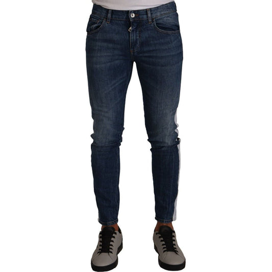 Dolce & Gabbana Slim Fit Blue Washed Denim Jeans blue-washed-cotton-skinny-denim-jeans