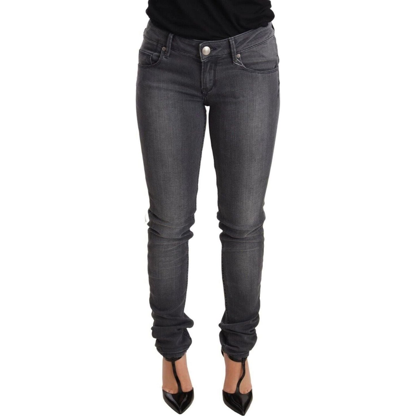 Acht Chic Acht Low Waist Skinny Denim Jeans & Pants gray-washed-cotton-slim-fit-low-waist-women-denim-trouser-jeans
