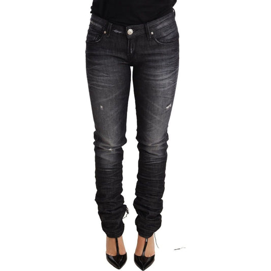 Acht Elegant Low Waist Skinny Black Denim Jeans & Pants black-washed-cotton-low-waist-skinny-denim-trouser-jeans