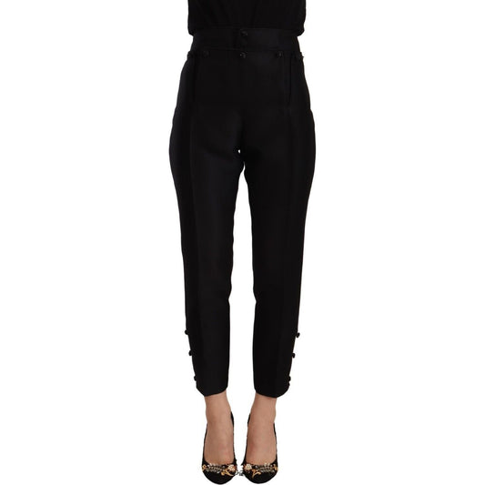 Dsquared² Elevated Elegance High-Waist Skinny Trousers black-wool-high-waist-skinny-women-pants