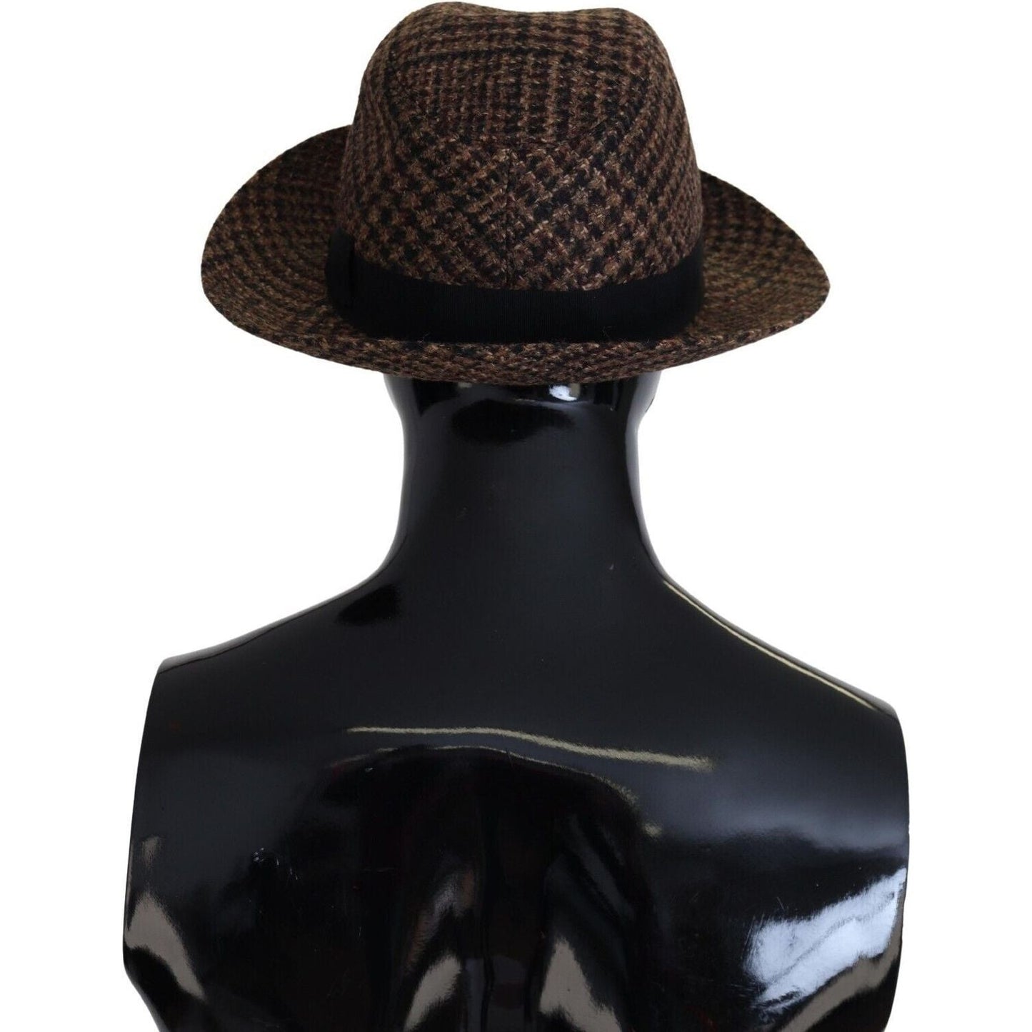 Dolce & Gabbana Elegant Brown Fedora Hat - Winter Chic Accessory brown-tweed-wool-logo-fedora-trilby-hat