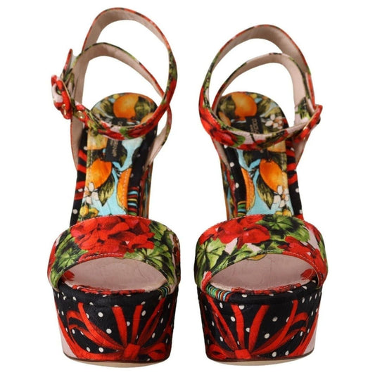 Dolce & Gabbana Elevate Your Step in Multicolor Brocade Heels multicolor-brocade-platform-heels-sandals-shoes
