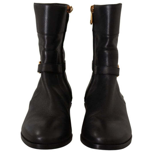 Dolce & Gabbana Elegant Leather Biker Boots black-leather-flats-logo-short-boots-shoes s-l1600-15-36-cda25af8-a5c.jpg