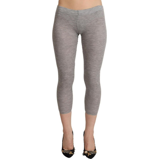 Ermanno Scervino Chic Gray Slim-Fit Cropped Leggings gray-modal-low-waist-cropped-leggings-slim-pants