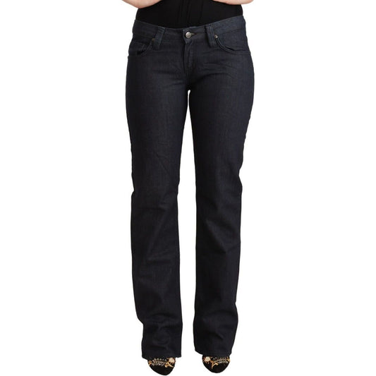 Exte Chic Dark Blue Low Waist Straight Denim dark-blue-cotton-stretch-low-waist-straight-denim-jeans