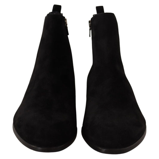 Dolce & Gabbana Elegant Suede Leather Chelsea Boots black-suede-leather-chelsea-mens-boots-shoes