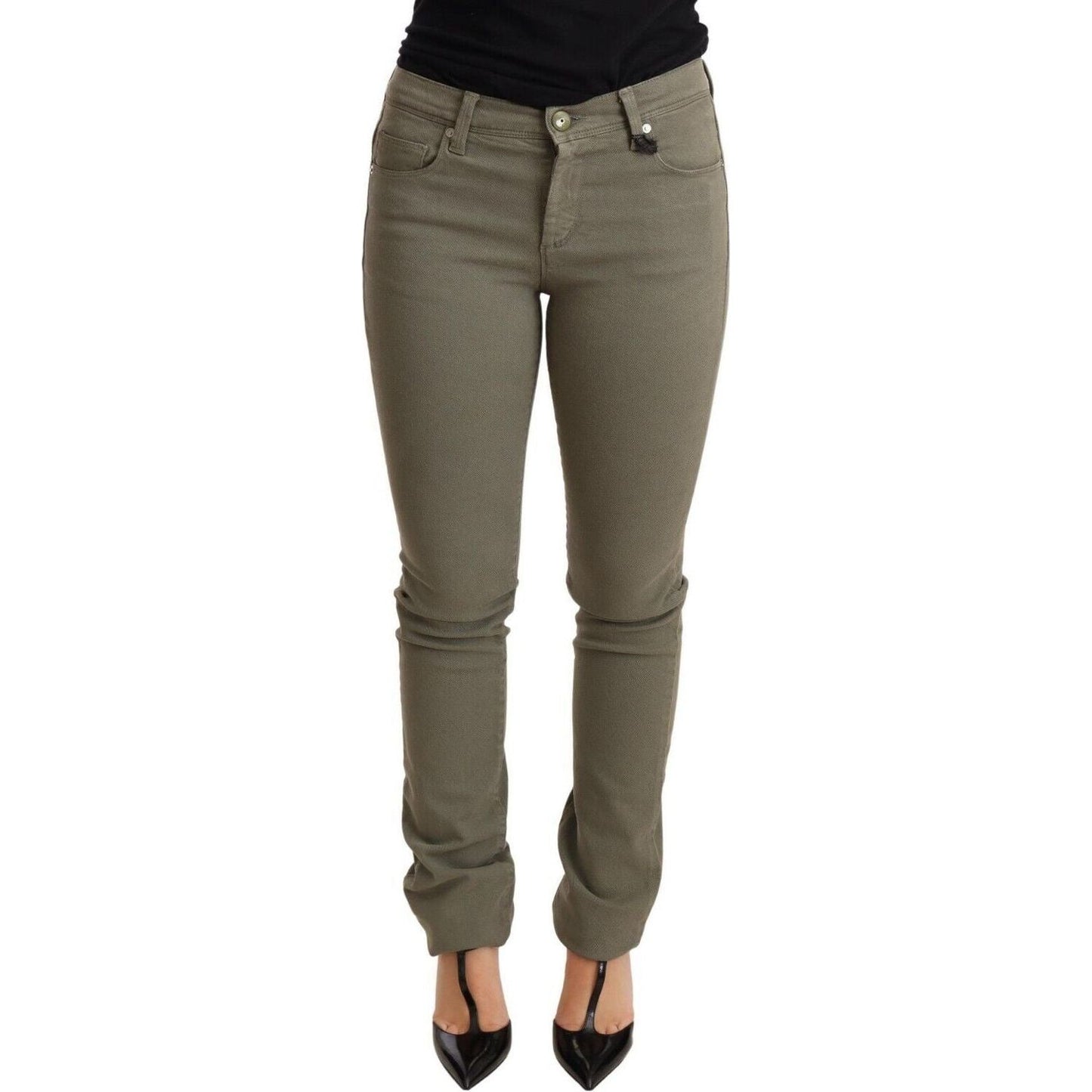 Ermanno Scervino Chic Green Low Waist Skinny Jeans Jeans & Pants green-low-waist-skinny-slim-trouser-cotton-jeans