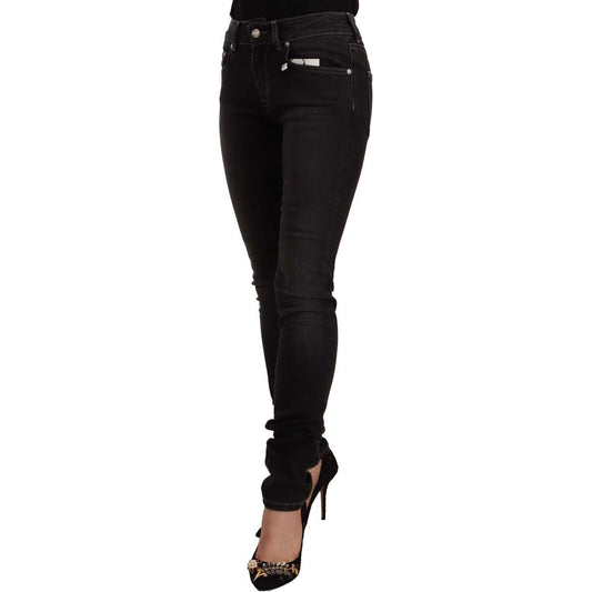 GF Ferre Chic Slim-Fit Black Washed Jeans black-washed-mid-waist-cotton-skinny-slim-fit-jeans