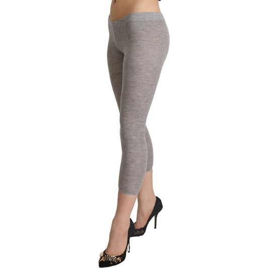 Ermanno Scervino Chic Gray Slim-Fit Cropped Leggings gray-modal-low-waist-cropped-leggings-slim-pants