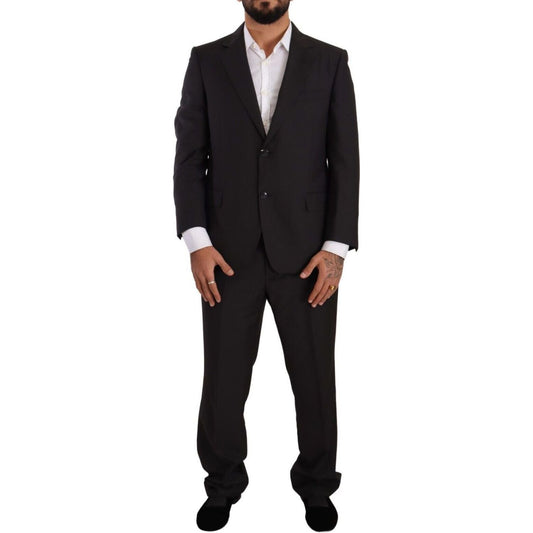Domenico Tagliente Elegant Dark Grey Two-Piece Suit dark-gray-single-breasted-formal-suit