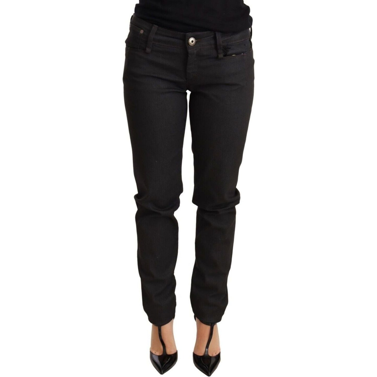 Ermanno Scervino Chic Black Low Waist Skinny Jeans Jeans & Pants black-low-waist-skinny-slim-trouser-cotton-jeans