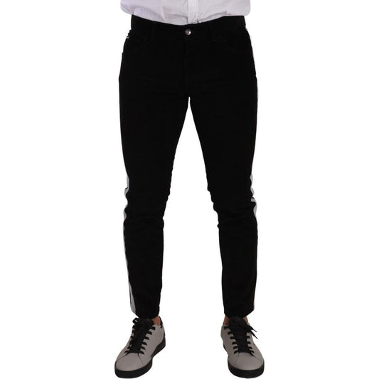 Dolce & Gabbana Elegant Slim-Fit Cotton Black Jeans black-cotton-stretch-skinny-corduroy-jeans
