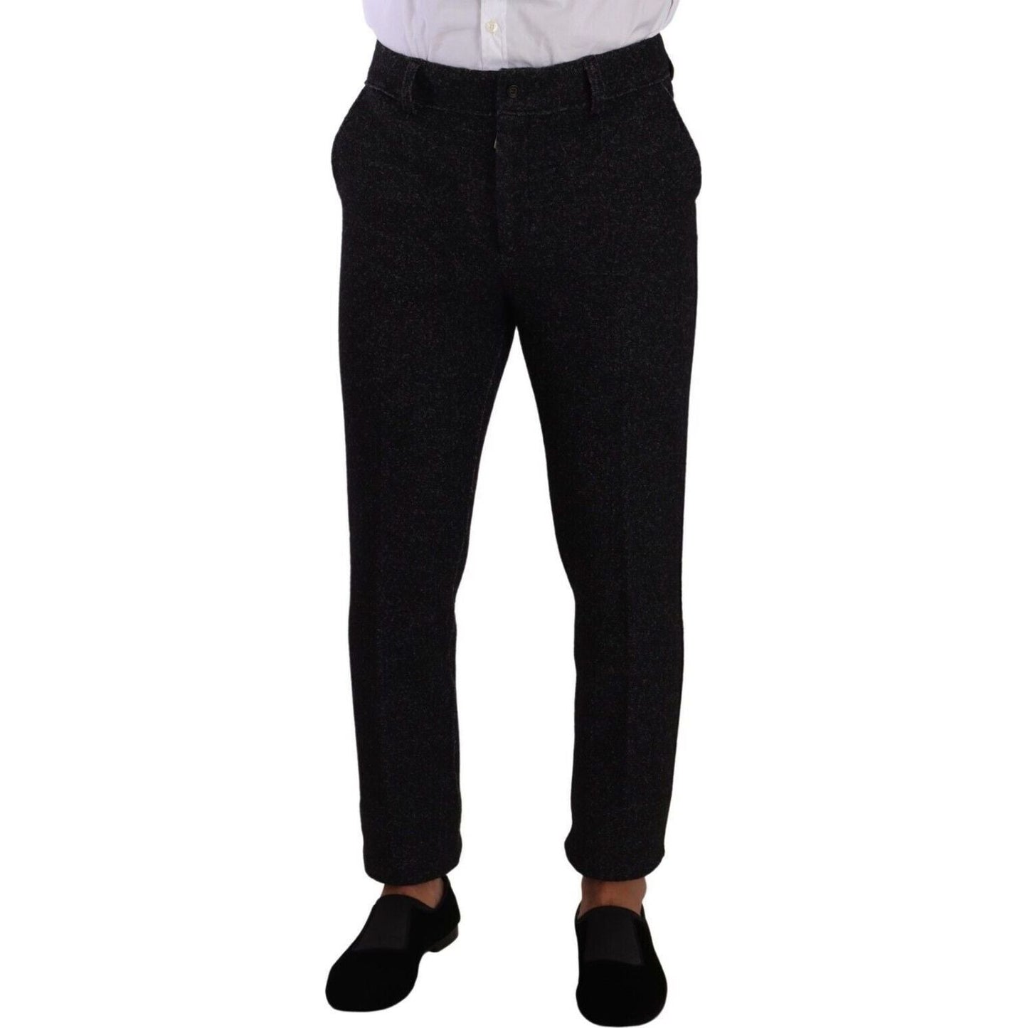 Dolce & Gabbana Elegant Wool Blend Dress Pants black-wool-men-formal-trouser-dress-pants