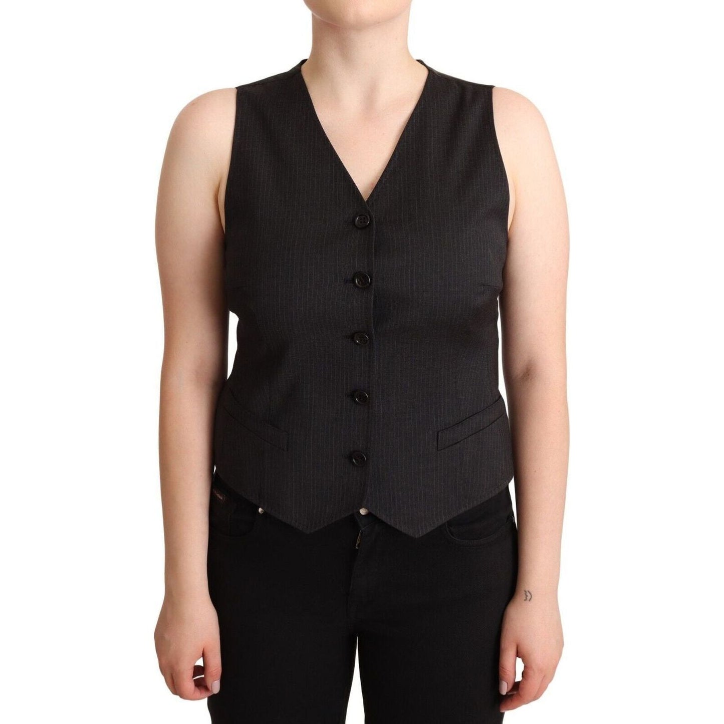 Dolce & GabbanaElegant Black Wool Blend Waistcoat Vest TopMcRichard Designer Brands£259.00