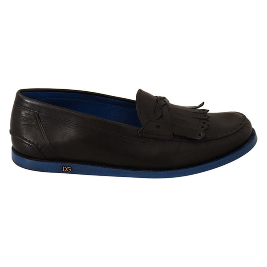 Dolce & Gabbana Italian Luxury Leather Tassel Loafers MAN LOAFERS black-leather-tassel-slip-on-loafers-shoes-1