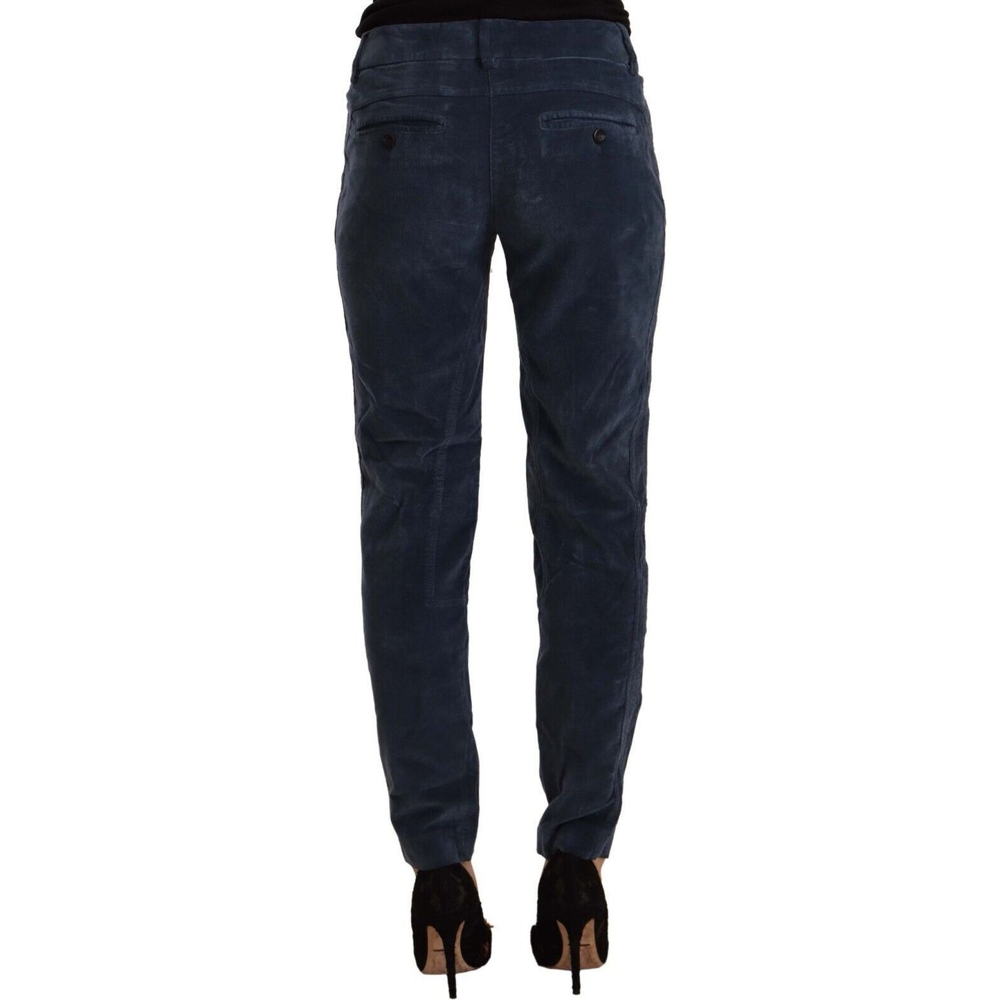 Peserico Elegant Tapered Cotton Blend Pants blue-mid-waist-cotton-stretch-tapered-pants