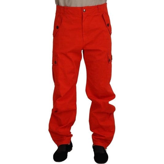 Dolce & Gabbana Elegant Red Cotton Blend Trousers red-cargo-men-trousers-cotton-pants