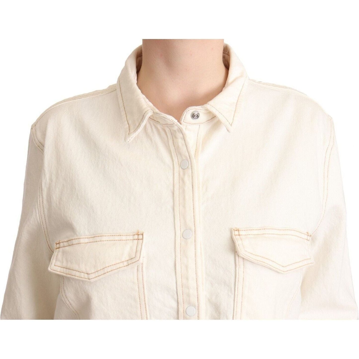 Levi's Elegant White Long Sleeve Collared Polo Top white-cotton-collared-long-sleeves-button-down-polo-top