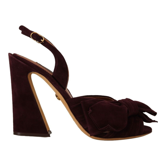 Dolce & Gabbana Elegant Purple Suede Heels Sandals dark-purple-suede-ankle-strap-sandals-shoes