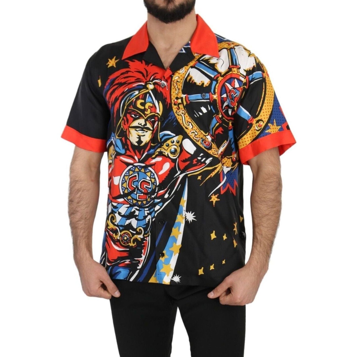 Dolce & Gabbana Multicolor Silk Casual Elegance Shirt multicolor-printed-short-sleeves-casual-shirt